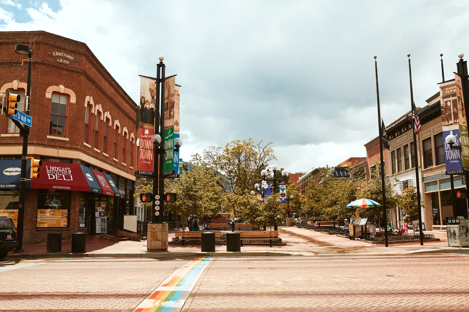 A Boulder streetscape highlighting local municipal infrastructure.