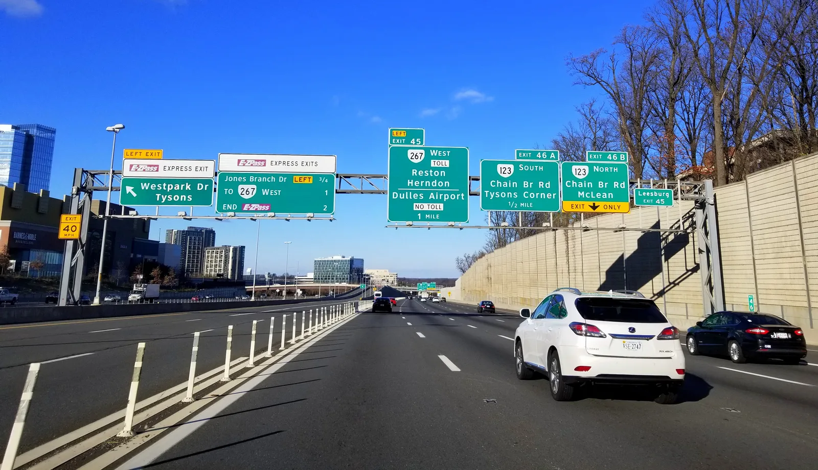 A multi-lane highway in Fairfax, Virginia, representing regional transportation infrastructure.d